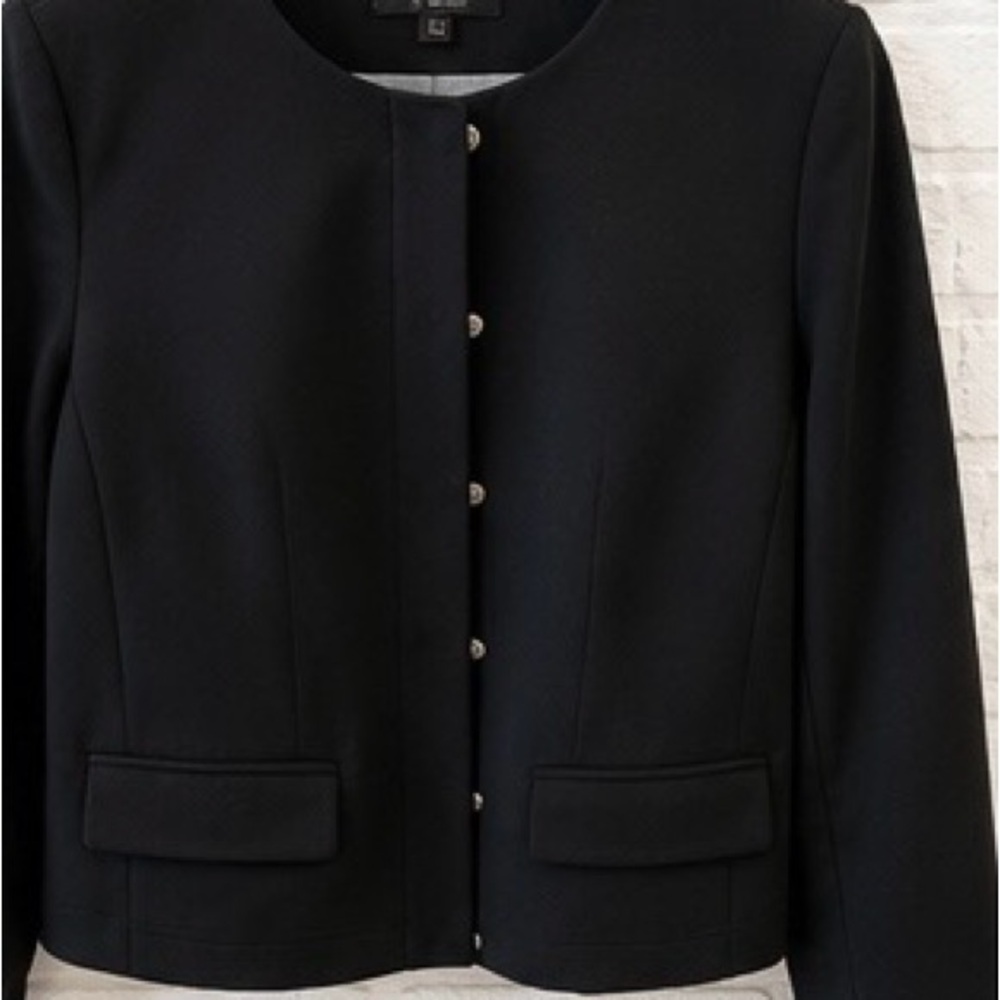 Classic Black Women's Collarless Jacket